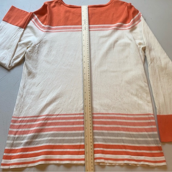 Pendleton Women’s XL Petite Silk Blend Striped Long Sleeve Knit Top Orange Cream - Picture 11 of 11